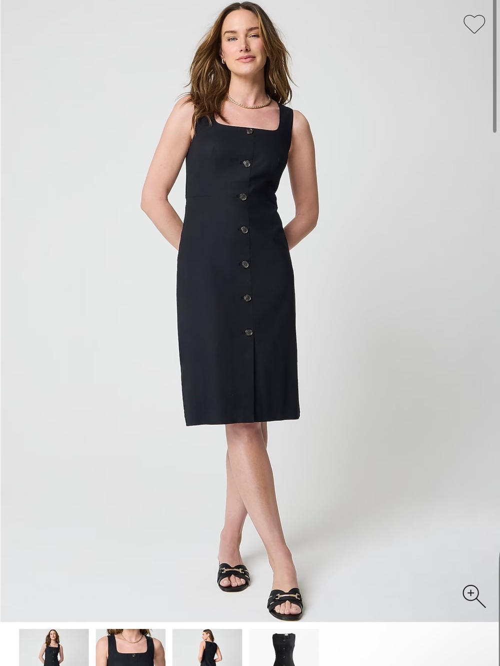 J. Crew Factory Petite linen-cotton blend button-front midi dress - Black